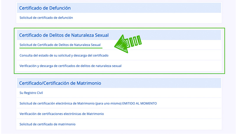 Paso 2 solicitar certificado delitos sexuales